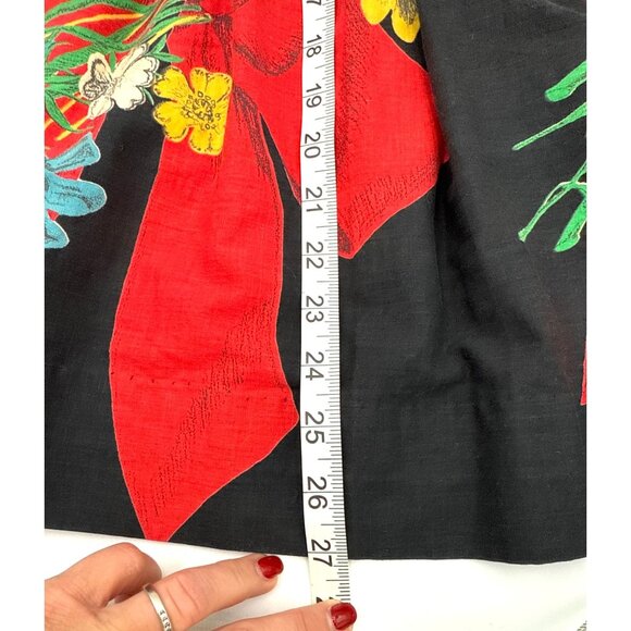 Homemade Vintage Boho Floral Ribbon Black Maxi Pleated Skirt Small Prairie - Picture 8 of 9